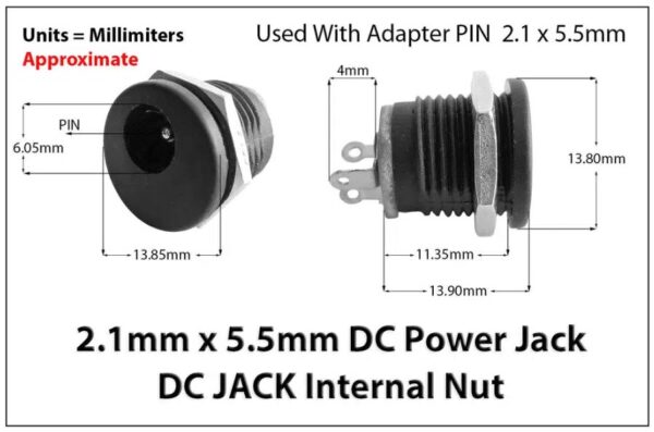 Female DC Power (2.1mm) Plastic Connector for Box - Image 2