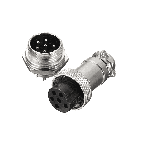 GX16 - 6 Pole Metal Male Female Panel Connector